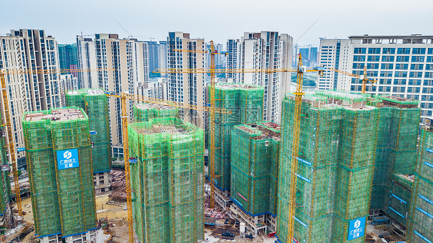 航拍桂林临桂开发区 房地产建筑工地的城市脉动